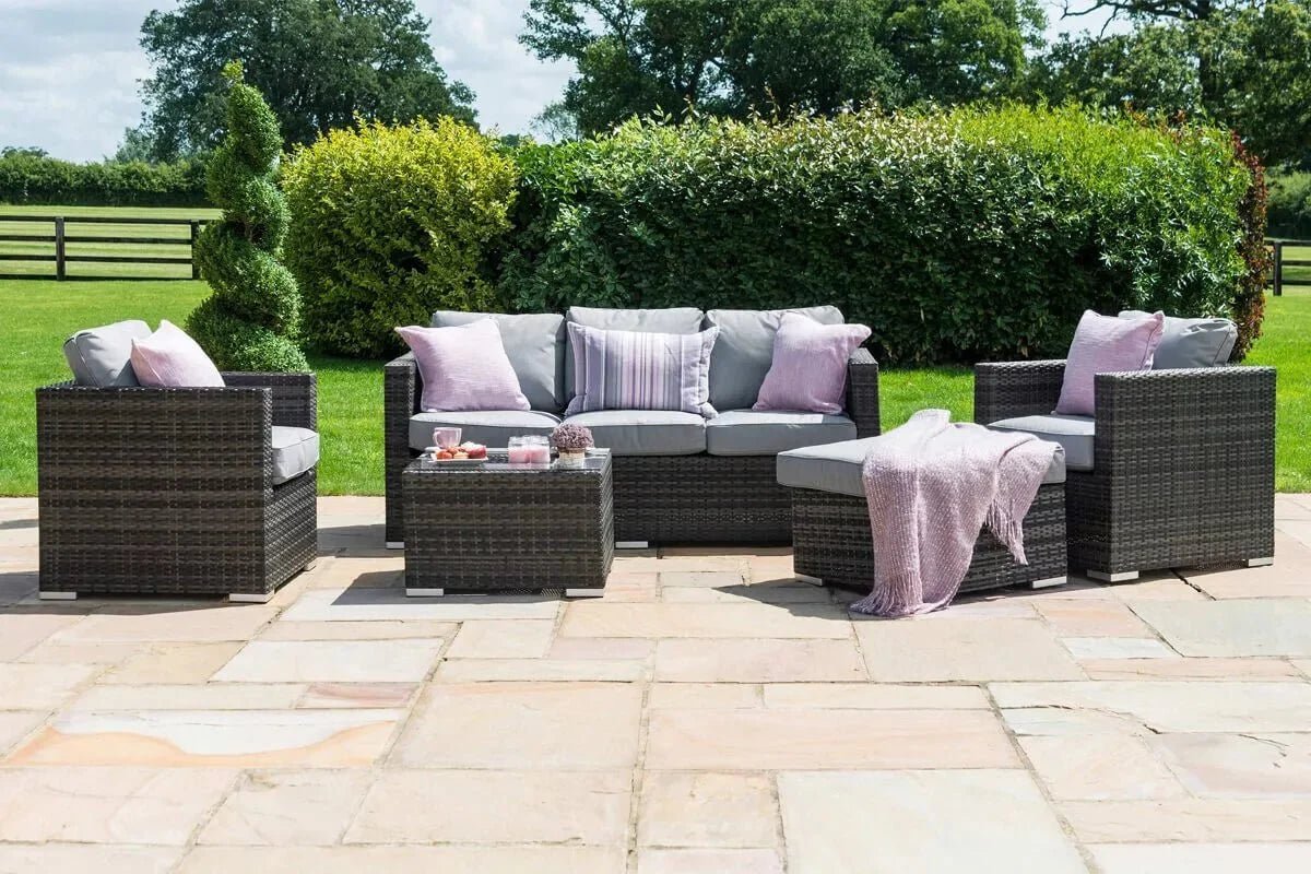 Rattan Georgia 3 Seat Garden Sofa Set with Ice Bucket in Grey Nicholas John Interiors