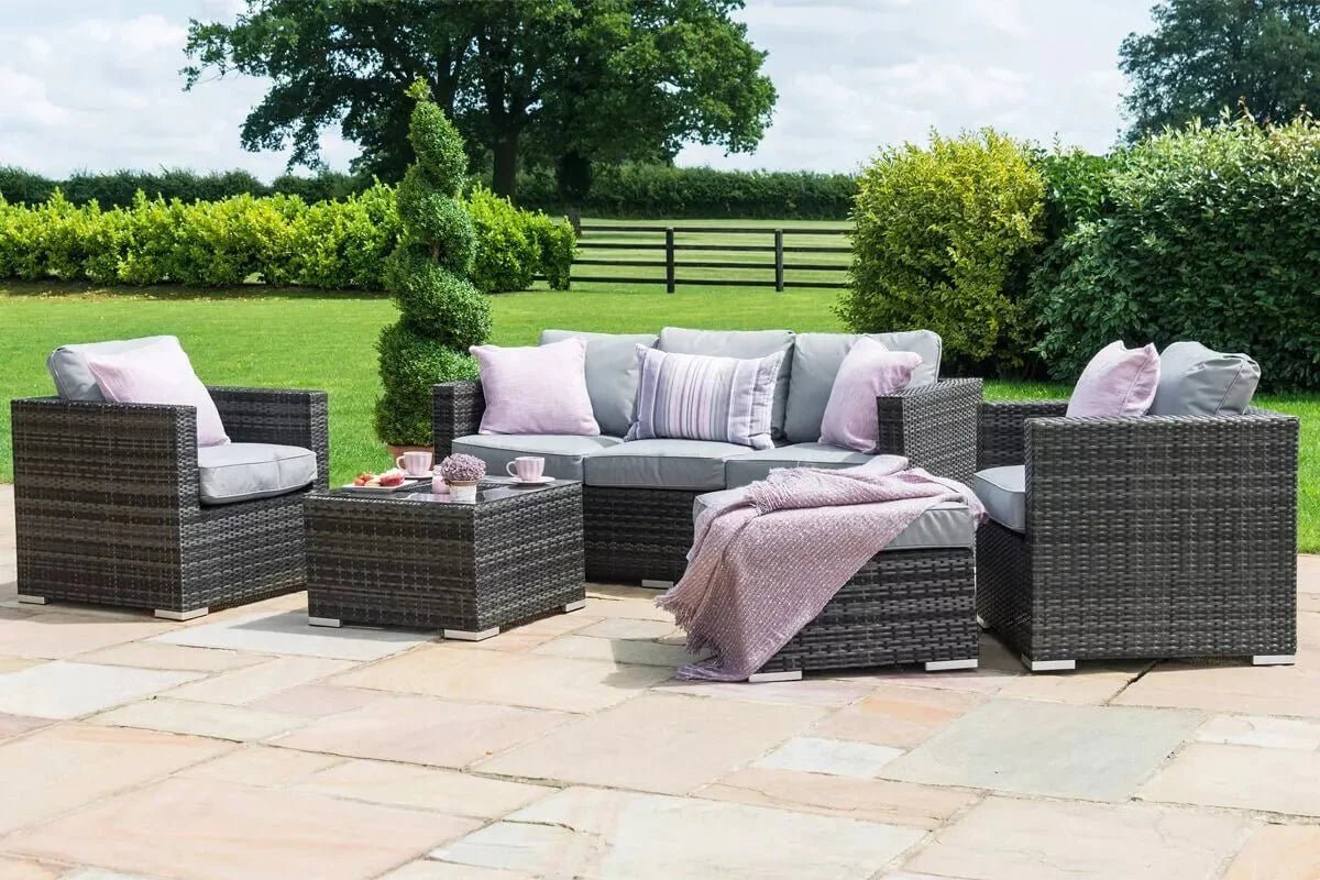 Rattan Georgia 3 Seat Garden Sofa Set with Ice Bucket in Grey Nicholas John Interiors