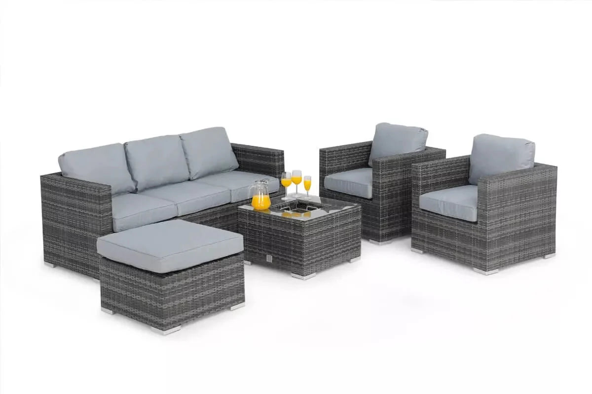 Rattan Georgia 3 Seat Garden Sofa Set with Ice Bucket in Grey Nicholas John Interiors