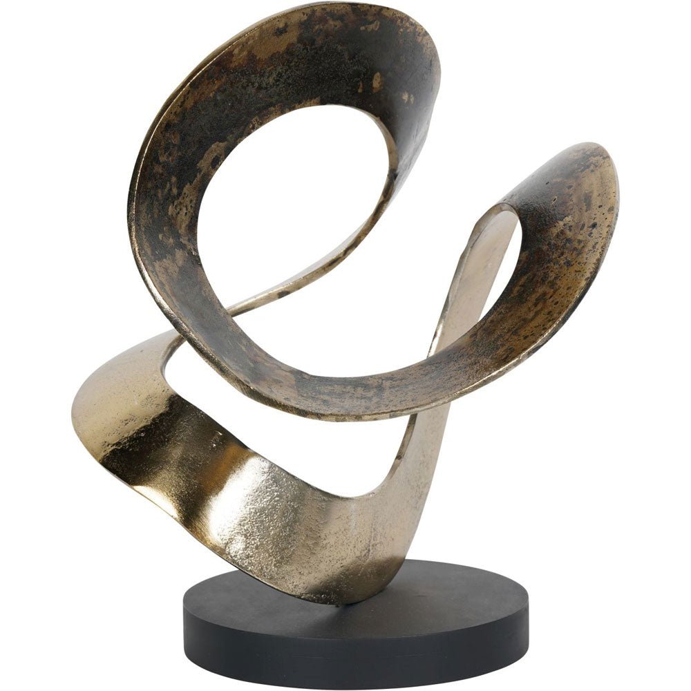 Ribbon Knot Sculpture on Black Wooden Base Nicholas John Interiors