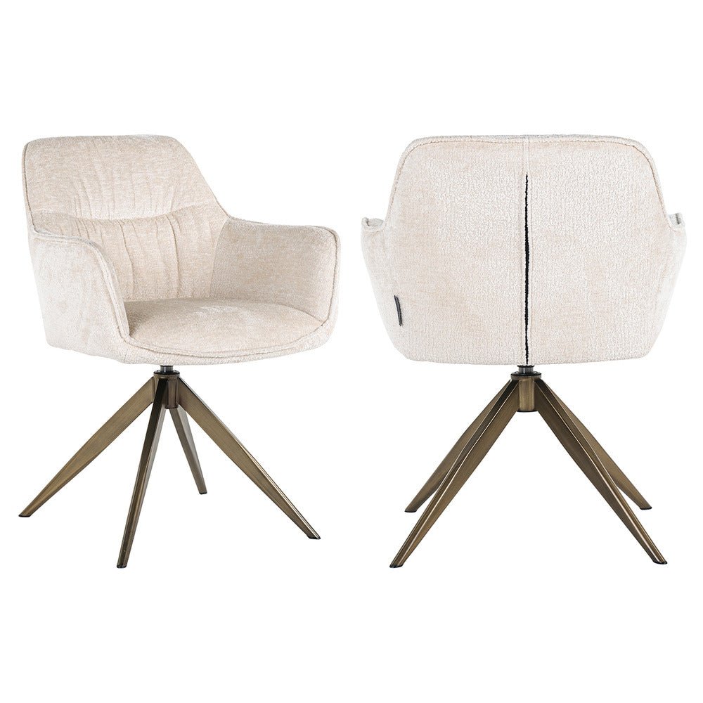 Richmond Interiors Aline Swivel Chair in White Chenille Velvet Nicholas John Interiors