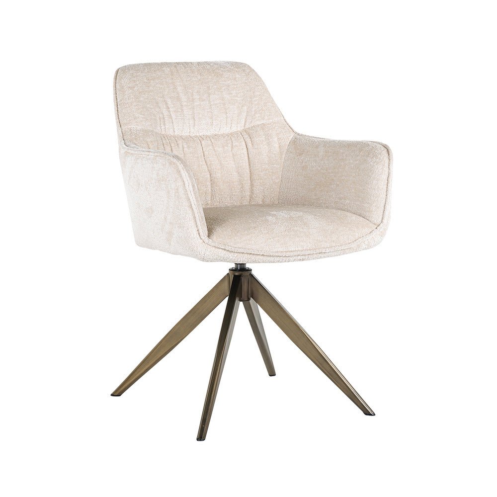 Richmond Interiors Aline Swivel Chair in White Chenille Velvet Nicholas John Interiors