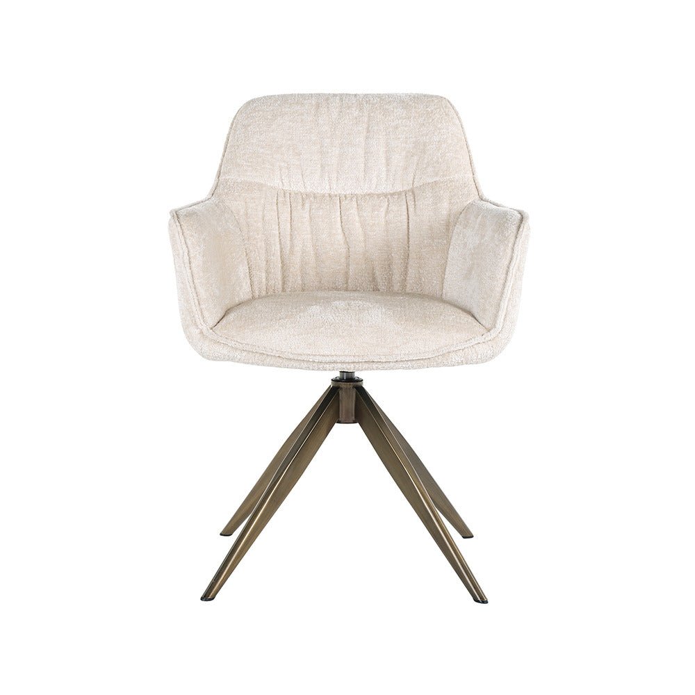 Richmond Interiors Aline Swivel Chair in White Chenille Velvet Nicholas John Interiors