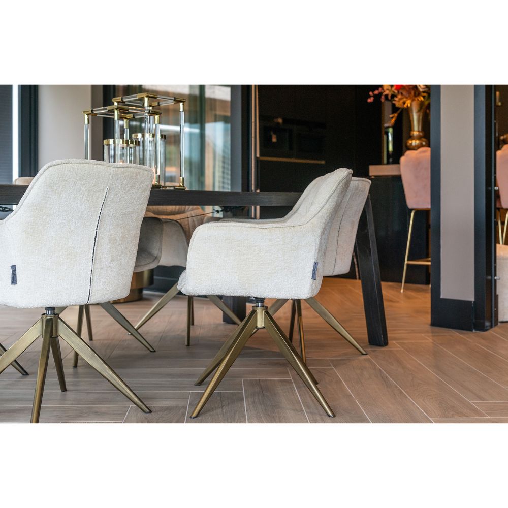 Richmond Interiors Aline Swivel Chair in White Chenille Velvet Nicholas John Interiors