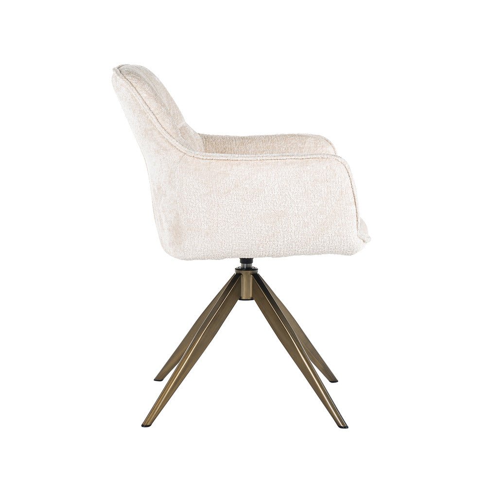 Richmond Interiors Aline Swivel Chair in White Chenille Velvet Nicholas John Interiors