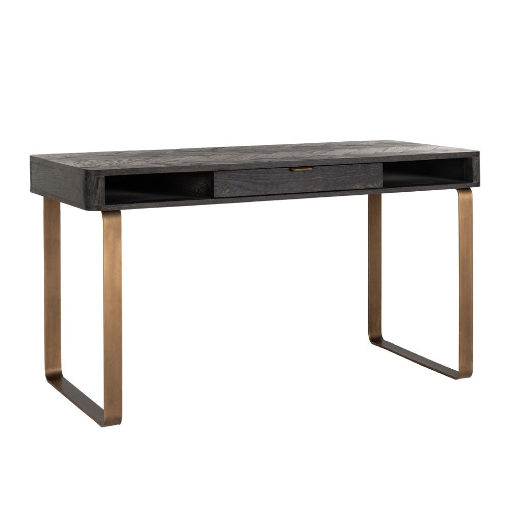 Richmond Interiors Blackbone Brass 1 Drawer Desk Nicholas John Interiors