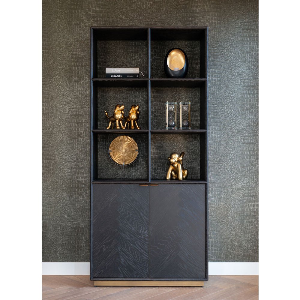 Richmond Interiors Blackbone Brass 2 Door Bookcase Nicholas John Interiors