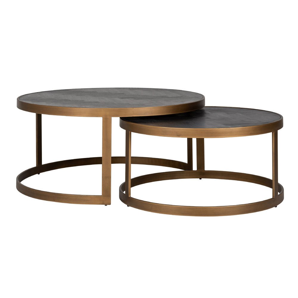 Richmond Interiors Blackbone Brass Set of 2 Coffee Tables Nicholas John Interiors