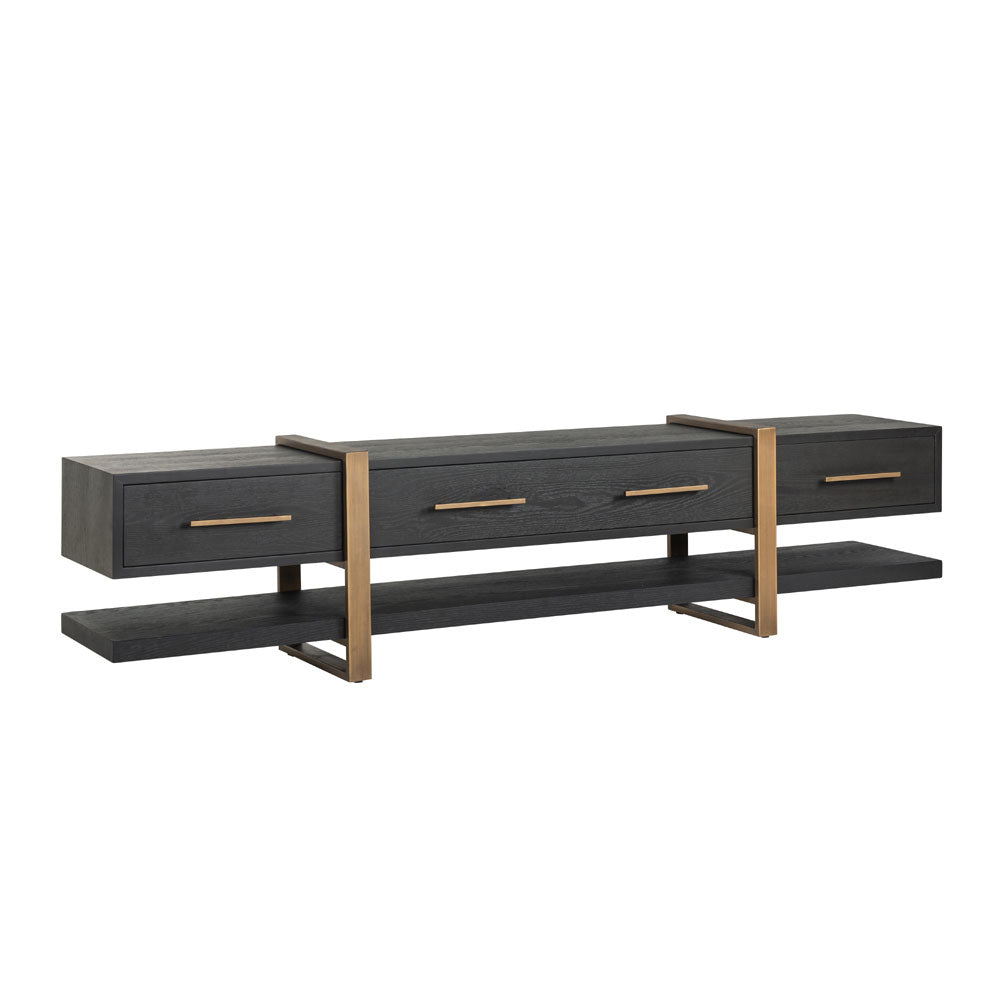 Richmond Interiors Cambon 3 Drawer Media Unit in Dark Coffee Nicholas John Interiors