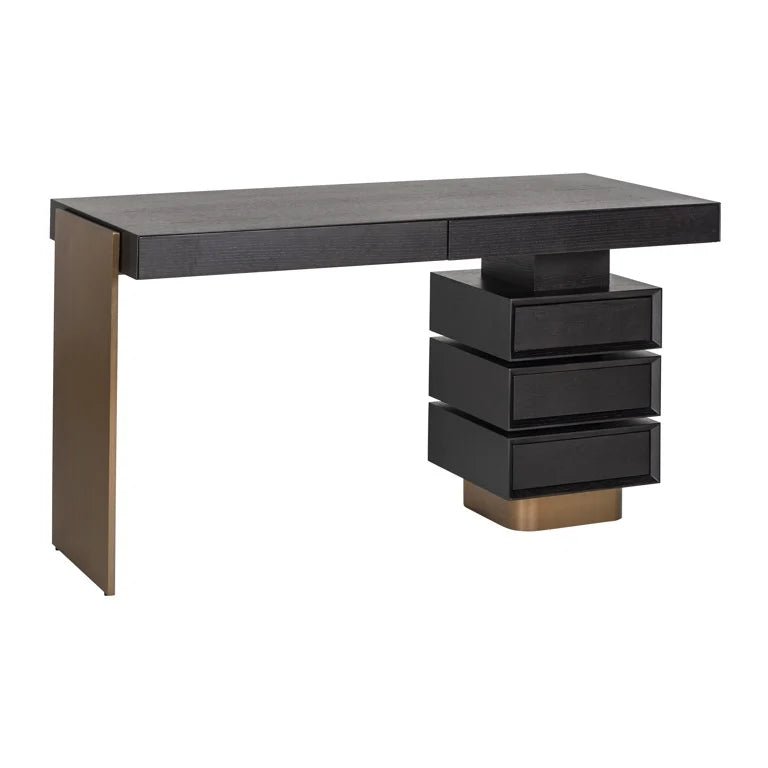 Richmond Interiors Connar 5 Drawer Desk in Charcoal Nicholas John Interiors