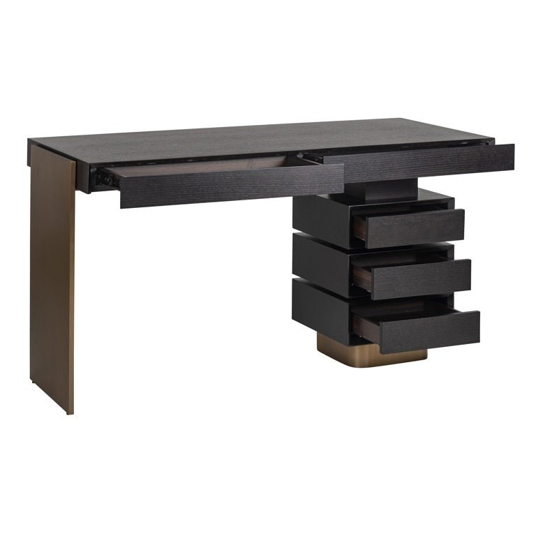 Richmond Interiors Connar 5 Drawer Desk in Charcoal Nicholas John Interiors