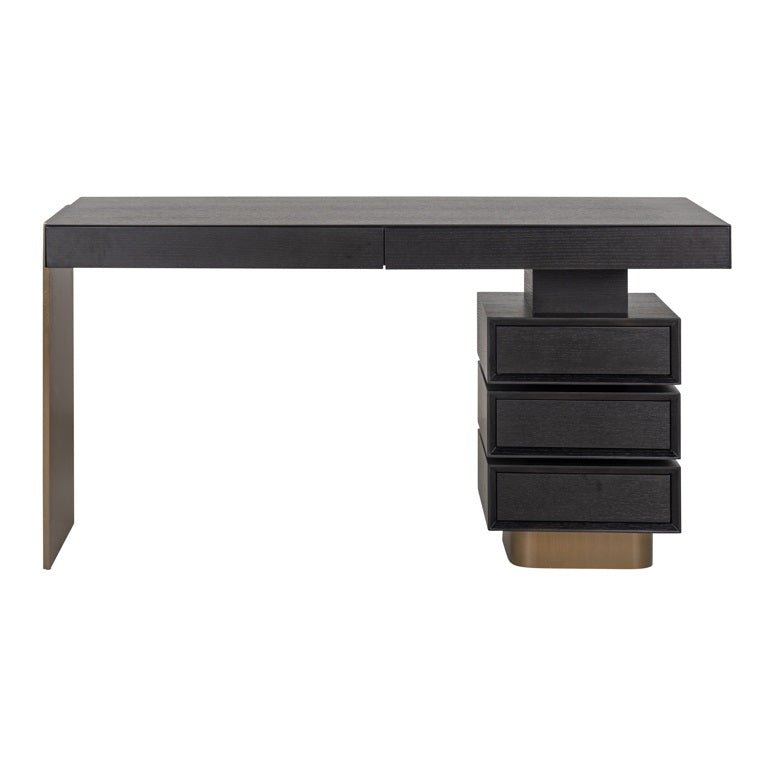 Richmond Interiors Connar 5 Drawer Desk in Charcoal Nicholas John Interiors