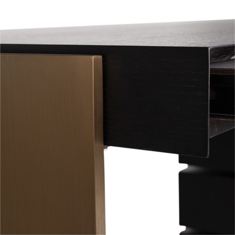 Richmond Interiors Connar 5 Drawer Desk in Charcoal Nicholas John Interiors