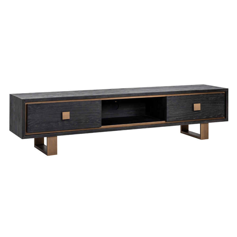 Richmond Interiors Hunter Black Rustic 2 Drawer Media Unit Nicholas John Interiors