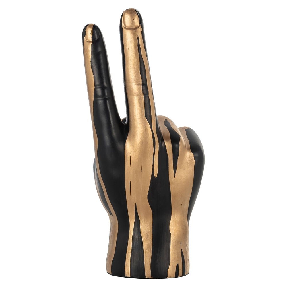 Richmond Interiors Peace Sign Deco Object Hand in Black/Gold Nicholas John Interiors