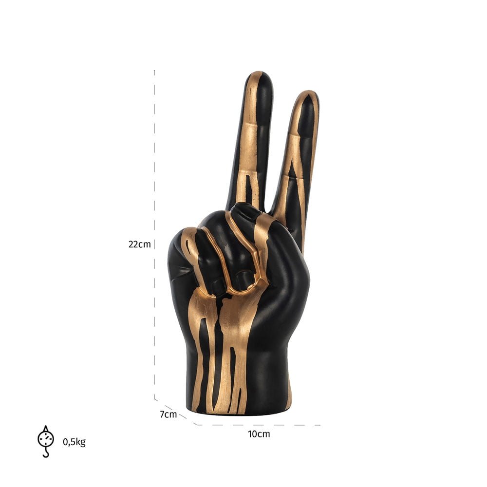 Richmond Interiors Peace Sign Deco Object Hand in Black/Gold Nicholas John Interiors