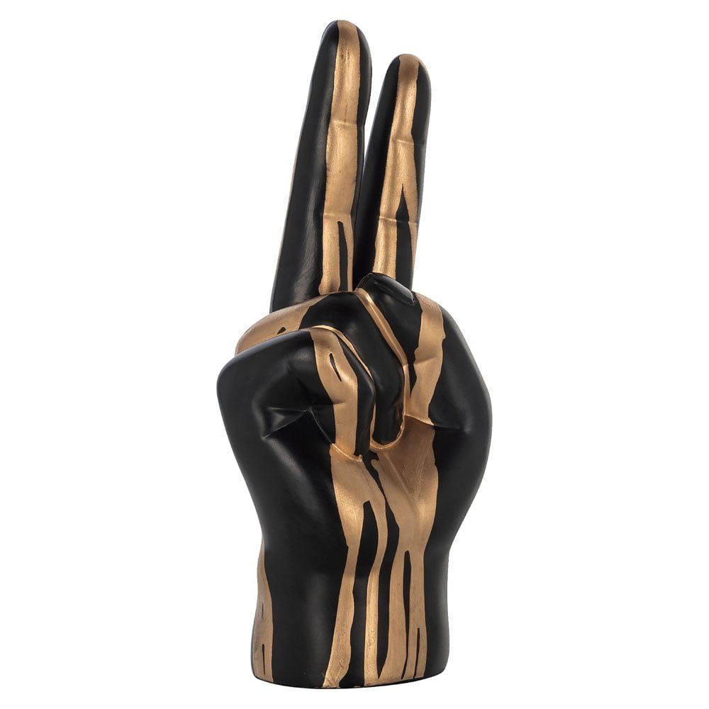 Richmond Interiors Peace Sign Deco Object Hand in Black/Gold Nicholas John Interiors