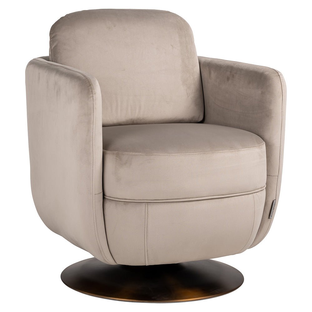 Richmond Interiors Turner Swivel Chair in Khaki Velvet Nicholas John Interiors