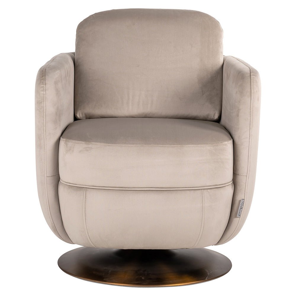 Richmond Interiors Turner Swivel Chair in Khaki Velvet Nicholas John Interiors