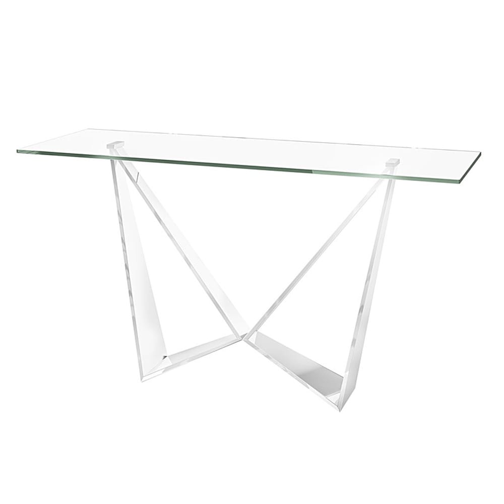 Rigel Glass Stainless Steel Console Table Nicholas John Interiors