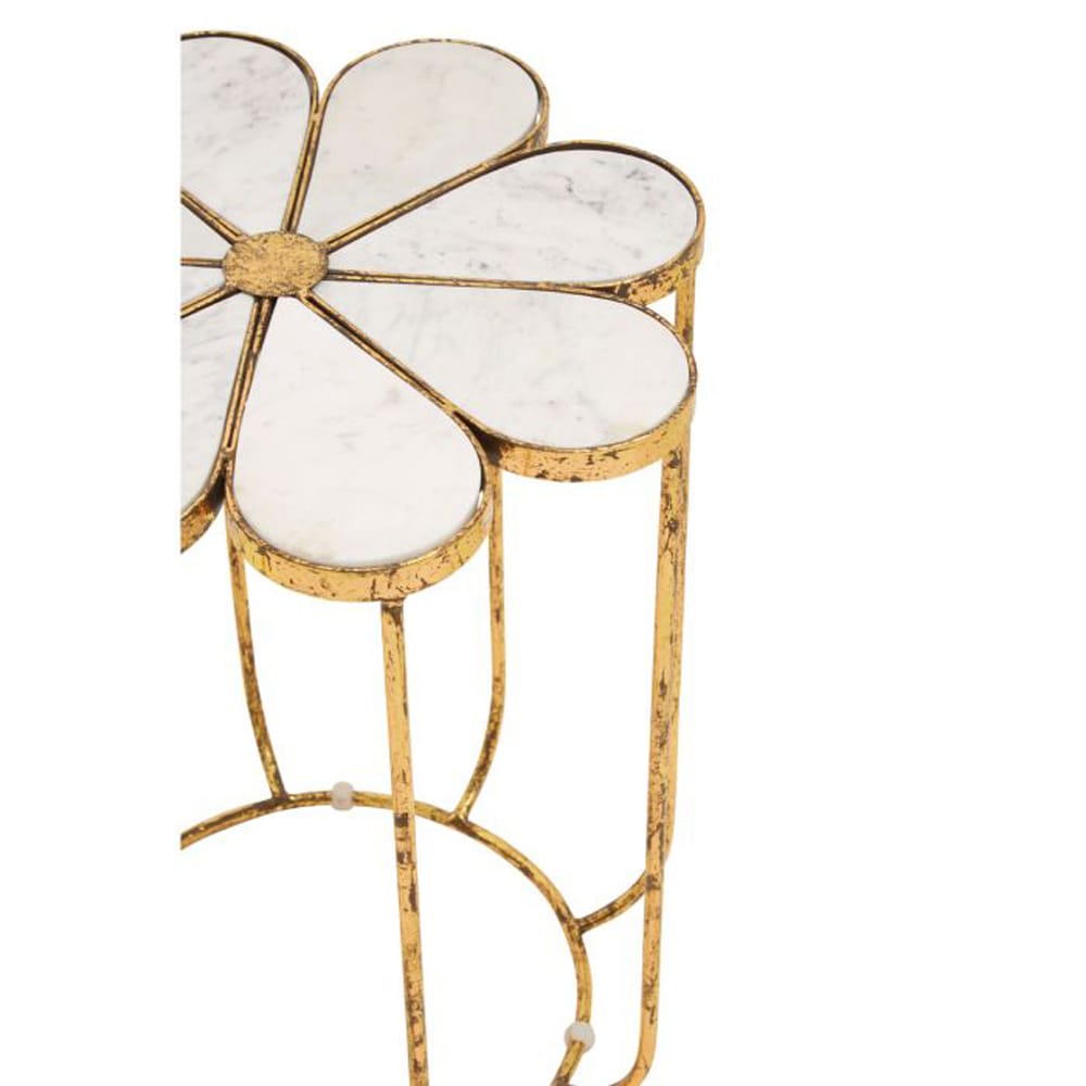 Riyan Petal Side Table With Marble Top Nicholas John Interiors