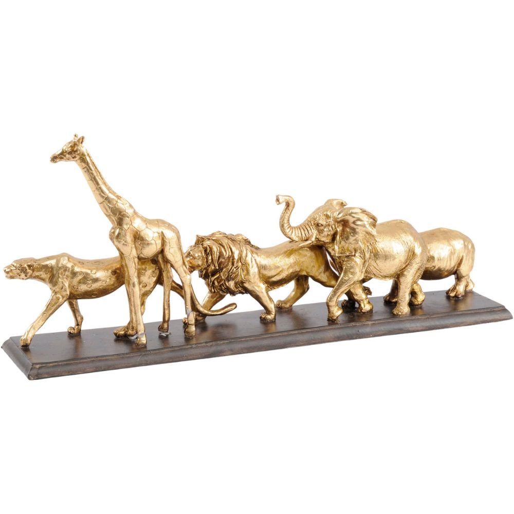 Safari Wild Animals Sculpture in Gold Resin Nicholas John Interiors