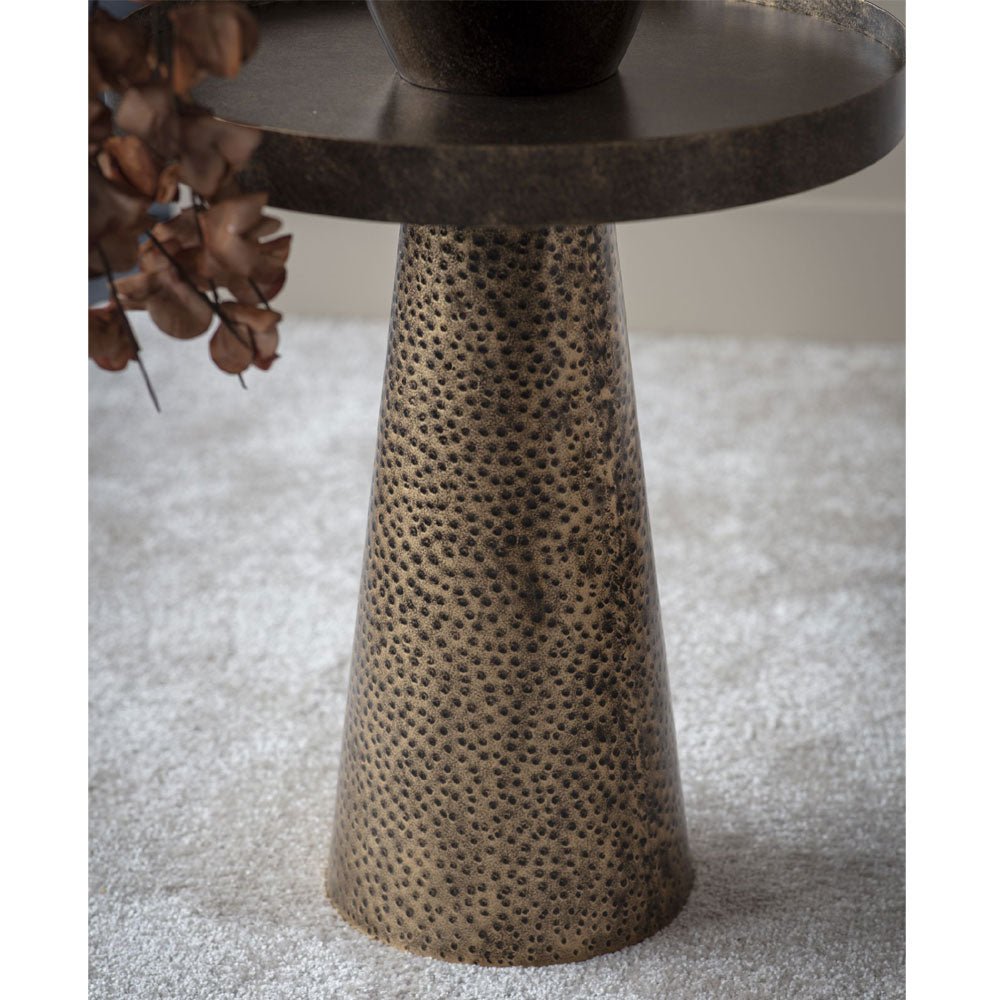 Samara Iron Side Table in Rustic Antique Gold Nicholas John Interiors