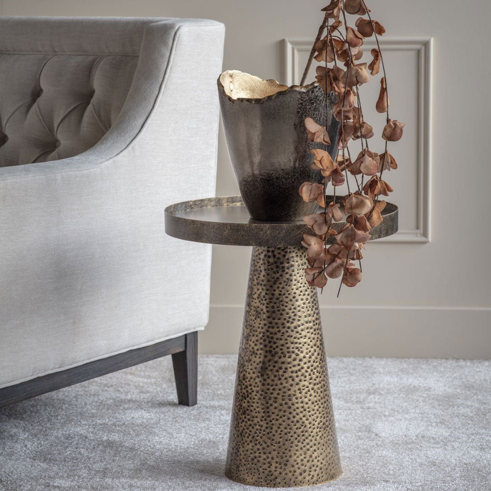 Samara Iron Side Table in Rustic Antique Gold Nicholas John Interiors