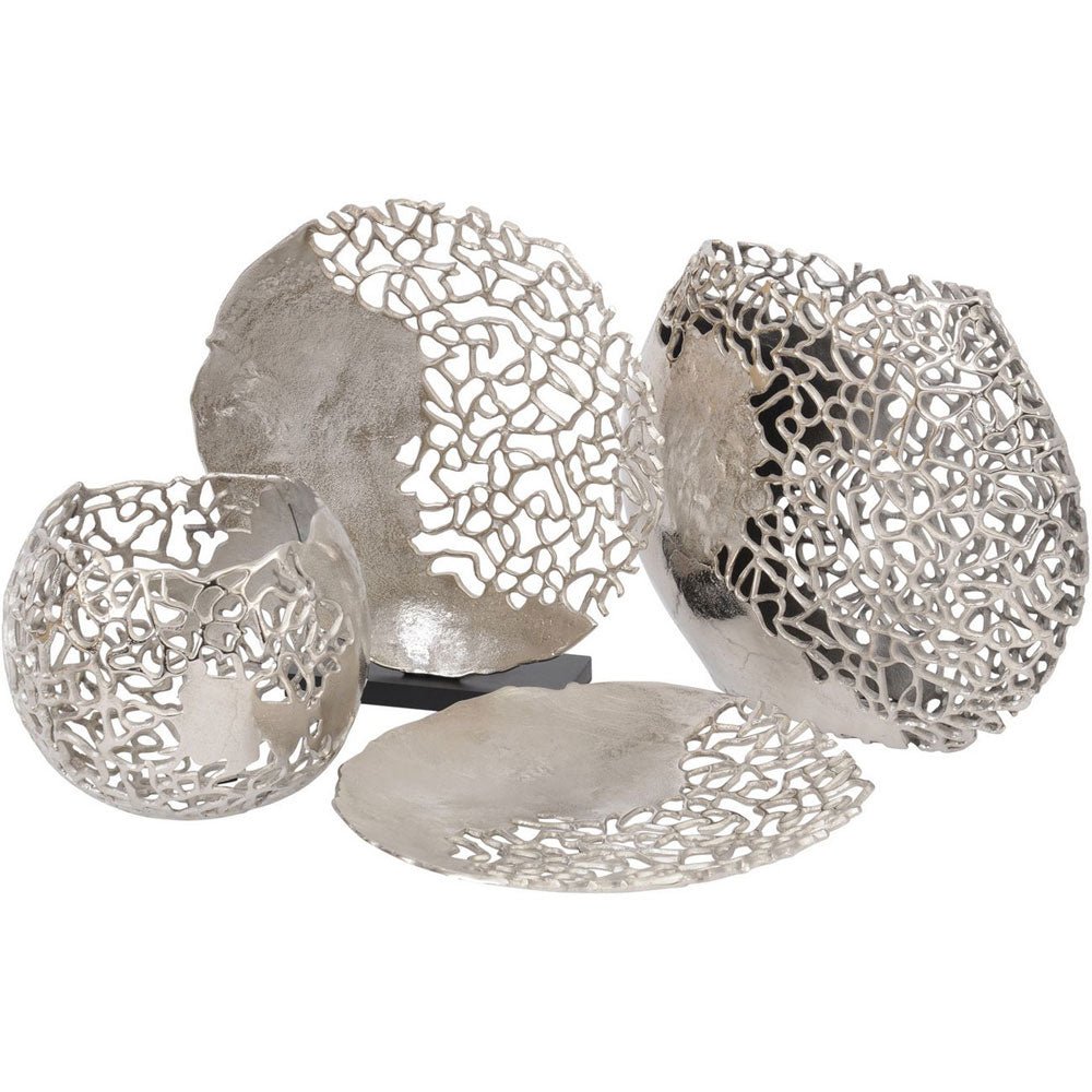 Silver Coral Spherical Aluminium Vase Nicholas John Interiors