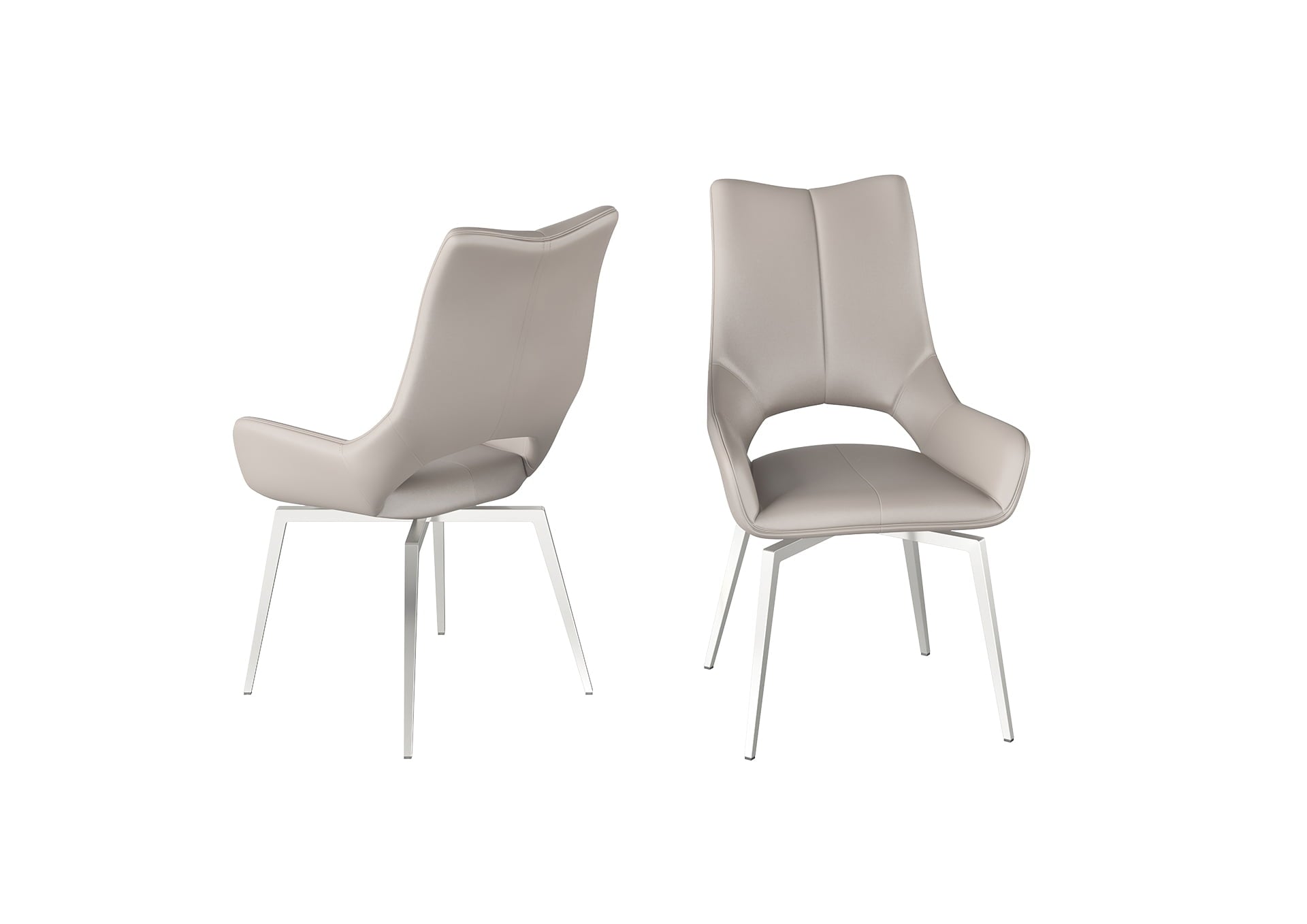 Spinara Set Of 2 Swivel Leather Dining Chairs Nicholas John Interiors