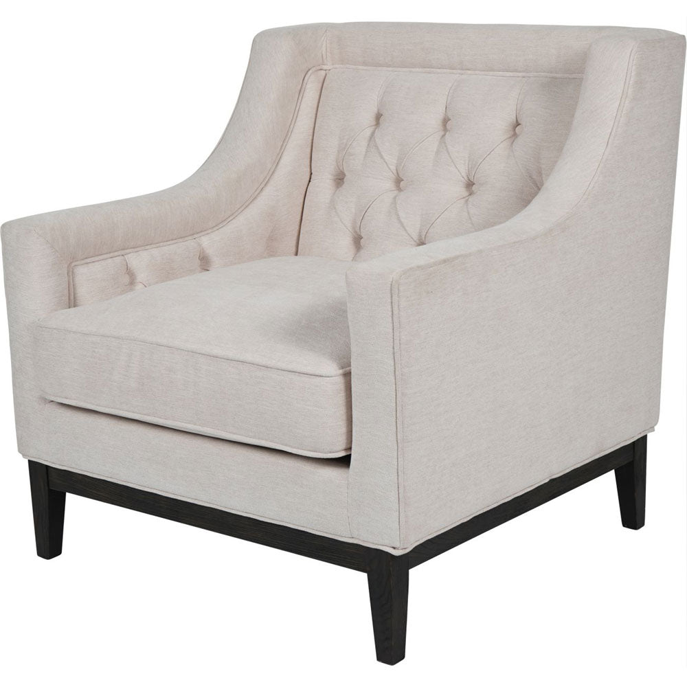 Theodorus Buttoned Armchair in Ivory Fabric Nicholas John Interiors