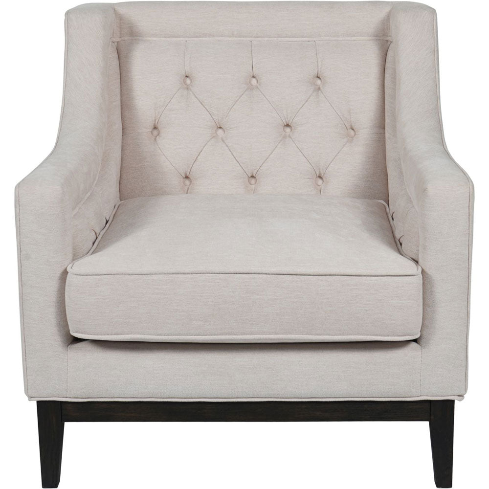 Theodorus Buttoned Armchair in Ivory Fabric Nicholas John Interiors