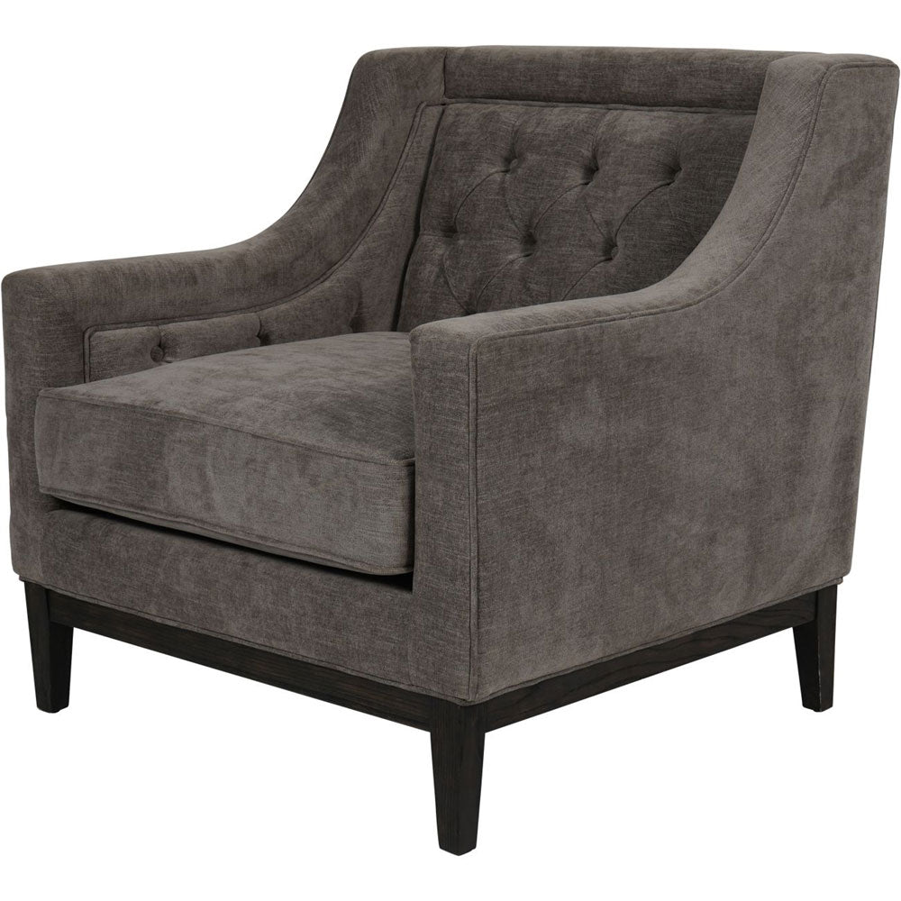 Theodorus Buttoned Armchair in Warm Grey Fabric Nicholas John Interiors