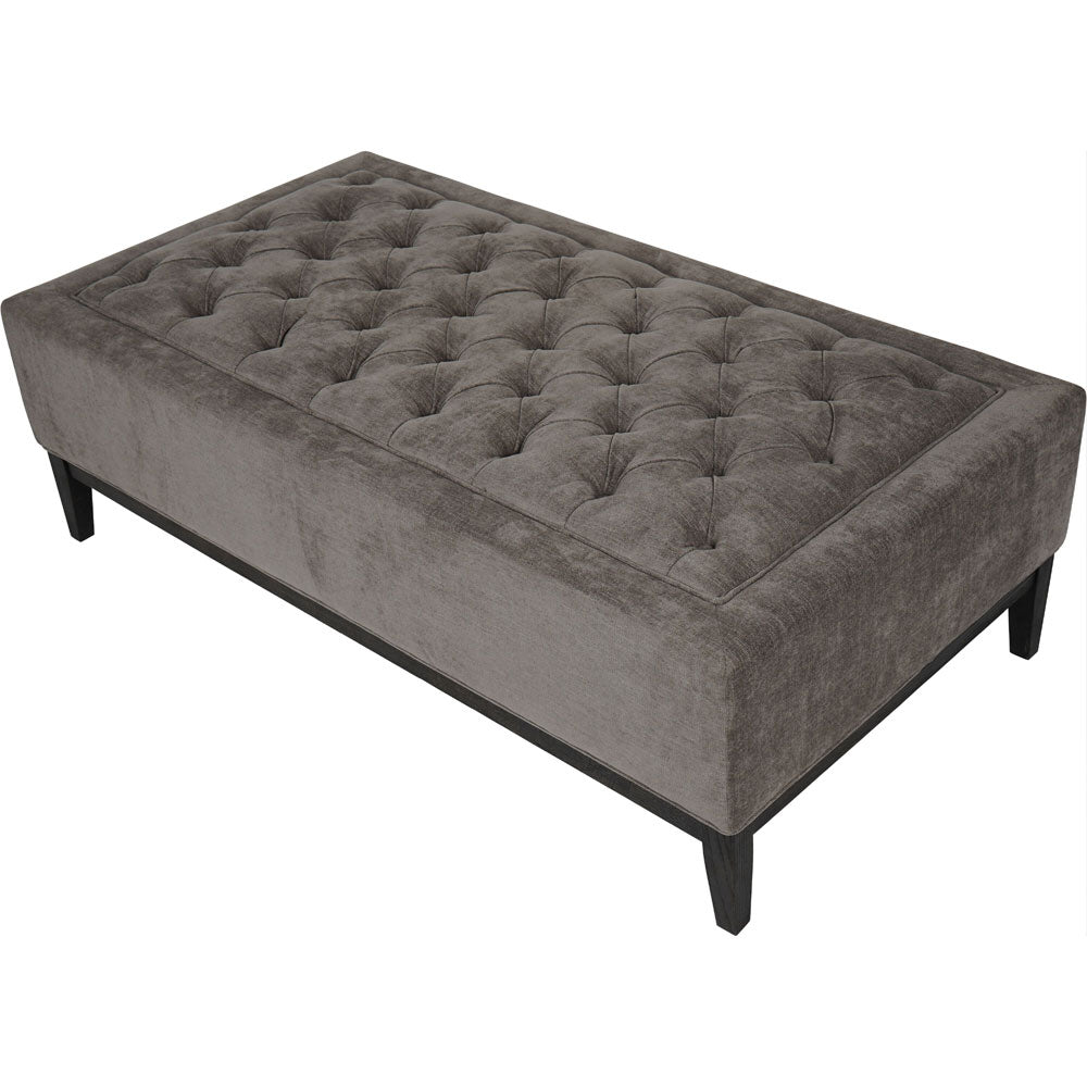 Theodorus Buttoned XL Ottoman in Warm Grey Fabric Nicholas John Interiors