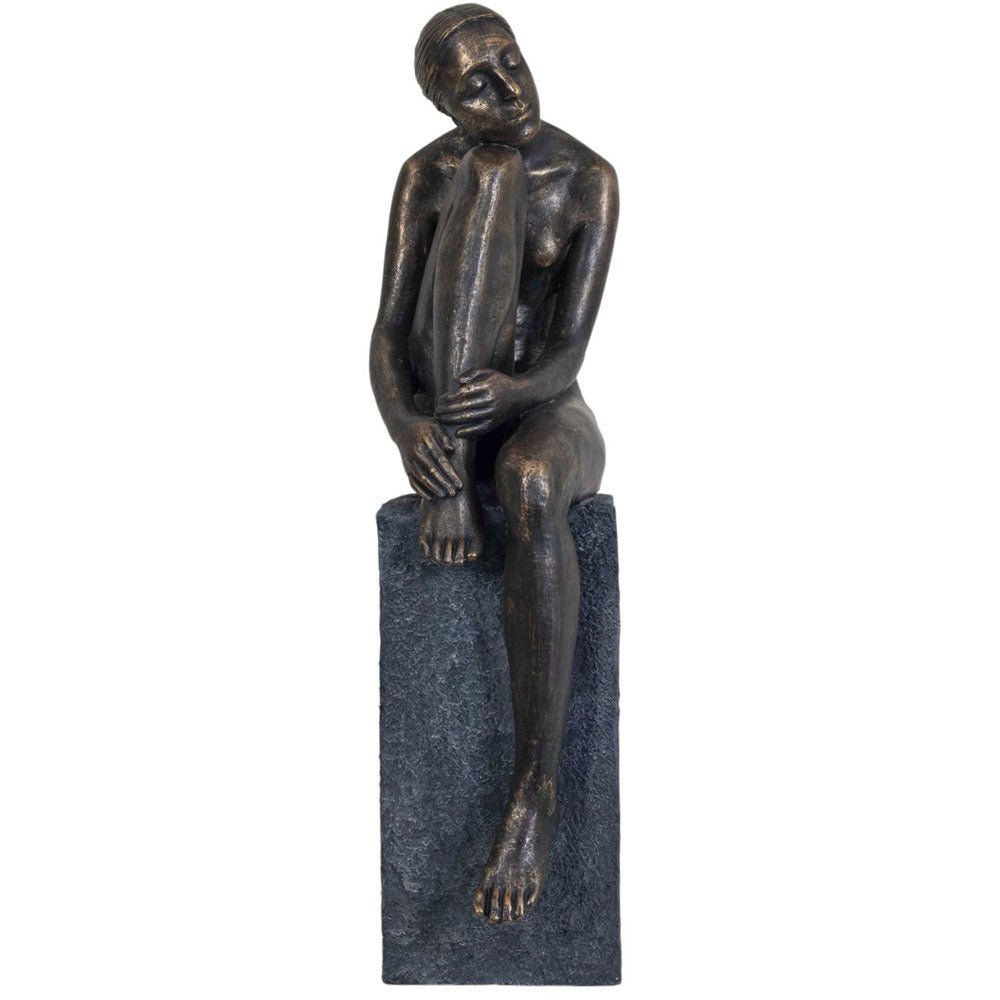 Thinking Lady Sculpture In Bronze Resin Nicholas John Interiors