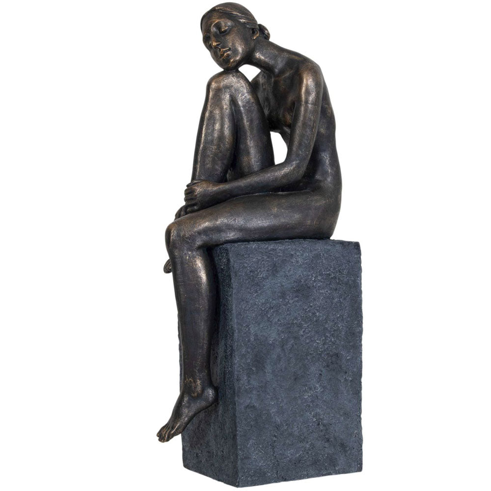 Thinking Lady Sculpture In Bronze Resin Nicholas John Interiors