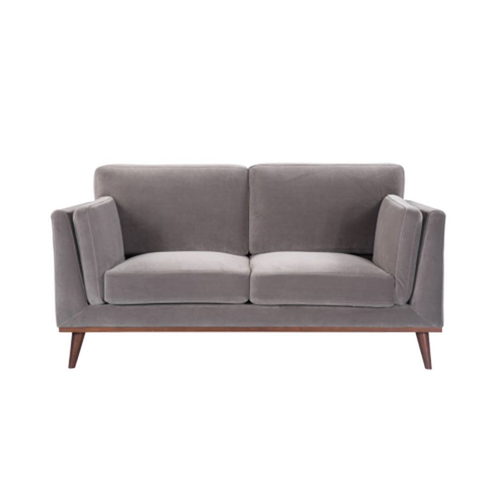 Twenty10 Design Mickey 2 Seat Sofa - Stone Grey Velvet Nicholas John Interiors