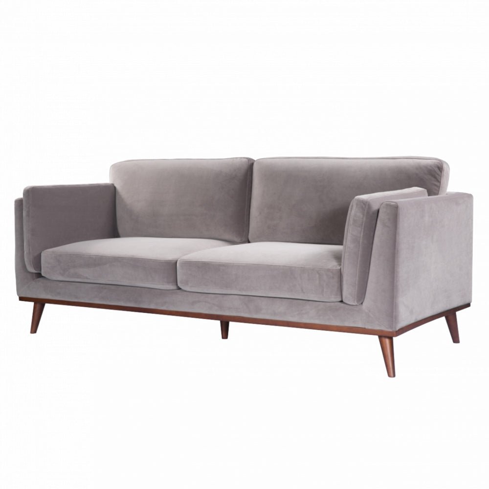 Twenty10 Design Mickey 2 Seat Sofa - Stone Grey Velvet Nicholas John Interiors