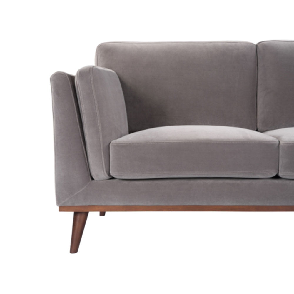 Twenty10 Design Mickey 3 Seat Sofa - Stone Grey Velvet Nicholas John Interiors