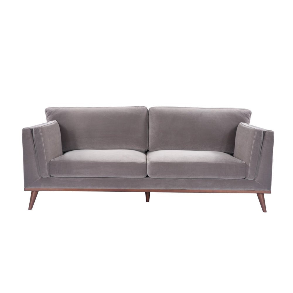 Twenty10 Design Mickey 3 Seat Sofa - Stone Grey Velvet Nicholas John Interiors