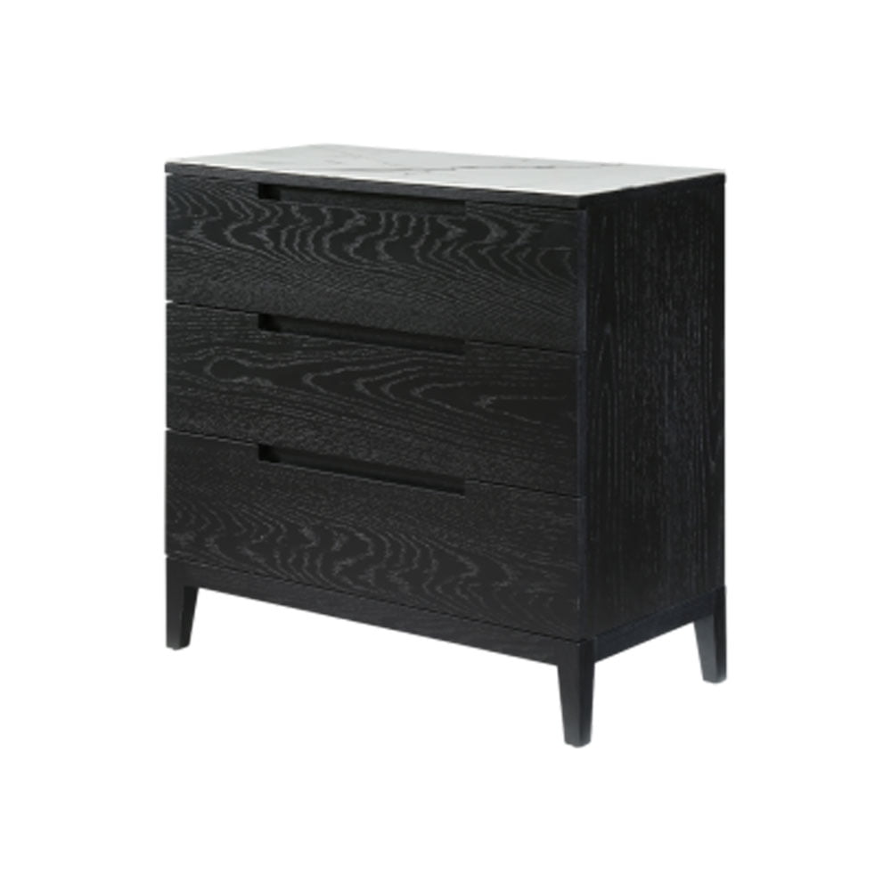 Twenty10 Design Orchid Marble 3 Drawer Chest - Black Nicholas John Interiors