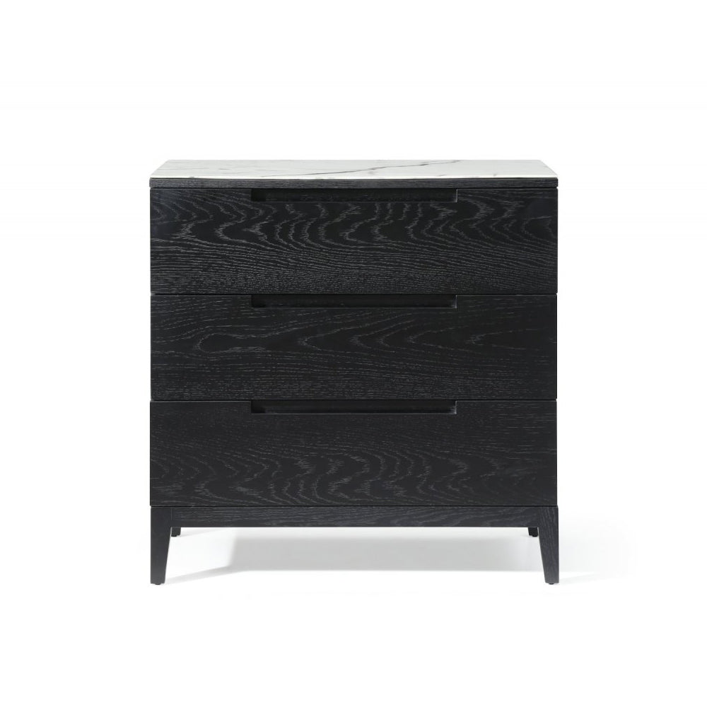 Twenty10 Design Orchid Marble 3 Drawer Chest - Black Nicholas John Interiors