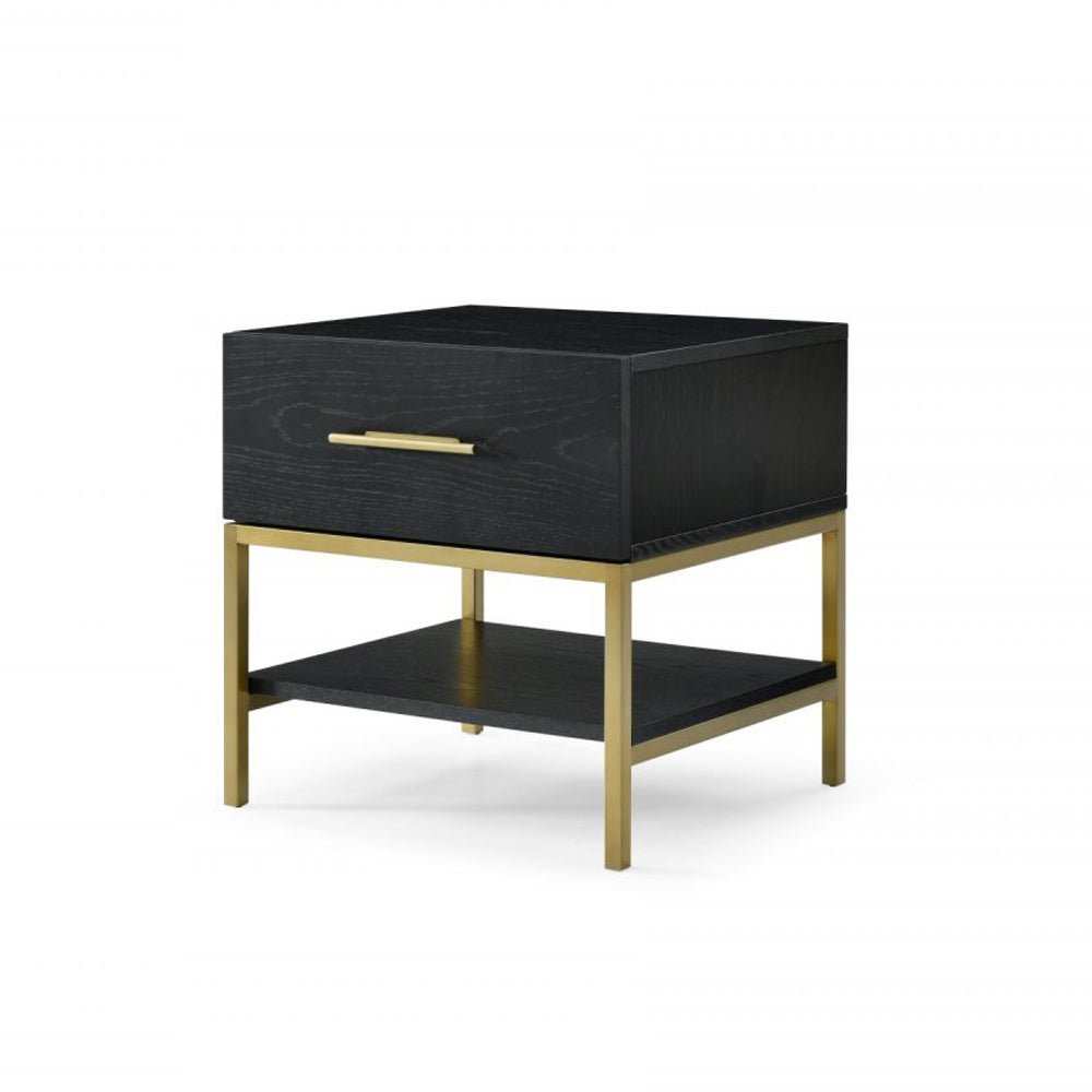 Twenty10 Design Tulip Black Oak Single Drawer Bedside Nicholas John Interiors