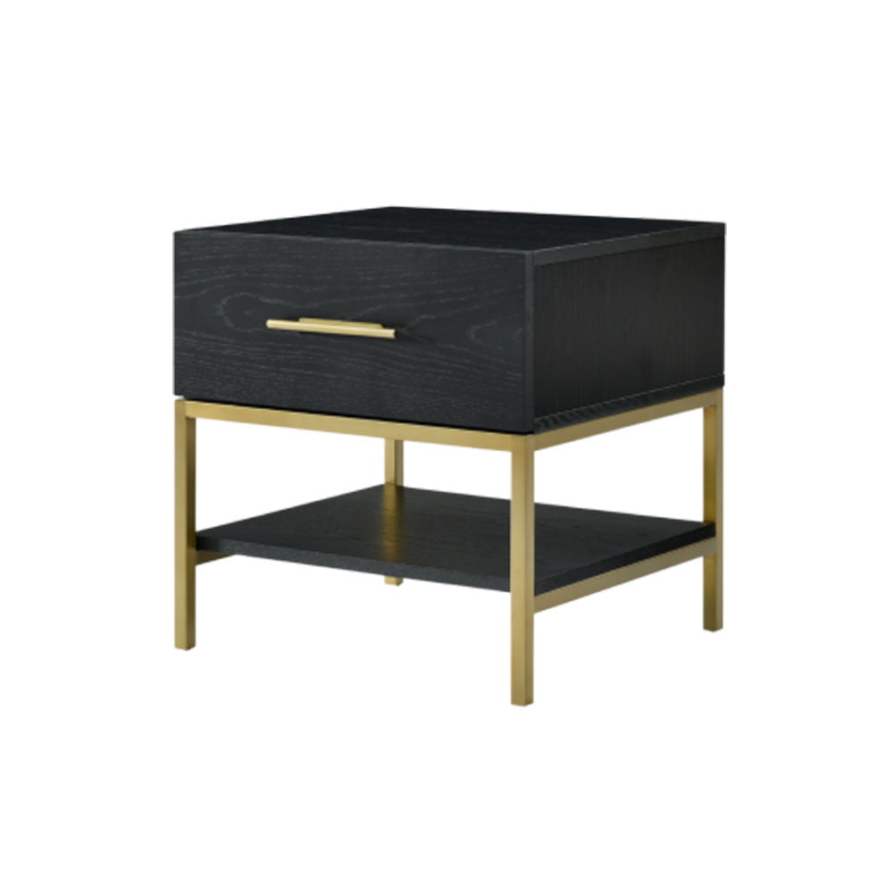 Twenty10 Design Tulip Black Oak Single Drawer Bedside Nicholas John Interiors