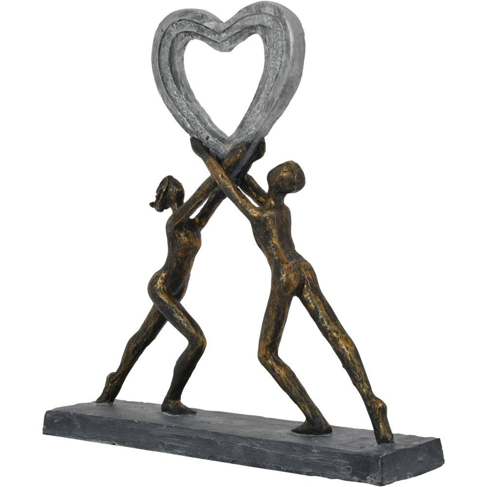 Uplifting Love Couple with Heart Resin Sculpture Nicholas John Interiors