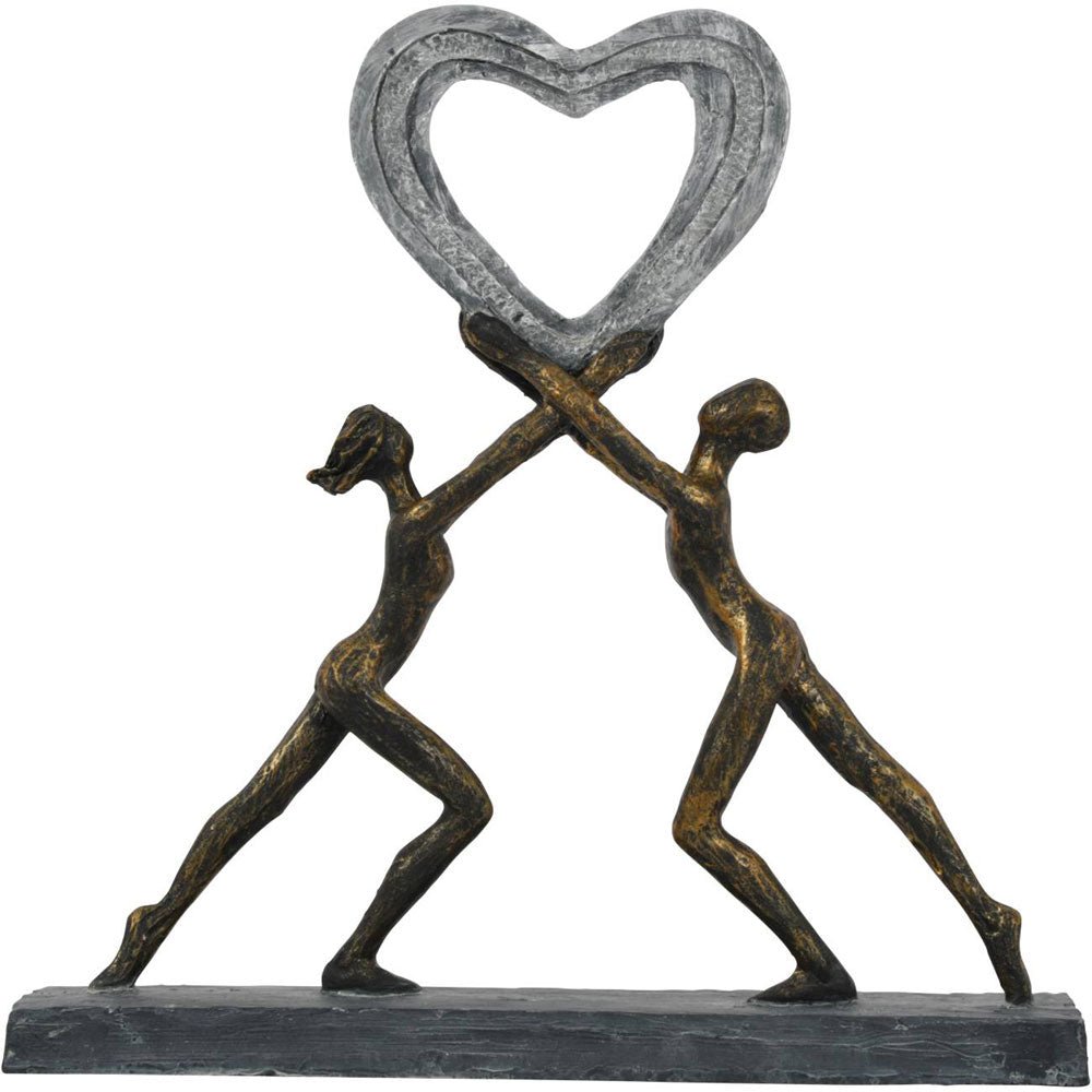 Uplifting Love Couple with Heart Resin Sculpture Nicholas John Interiors