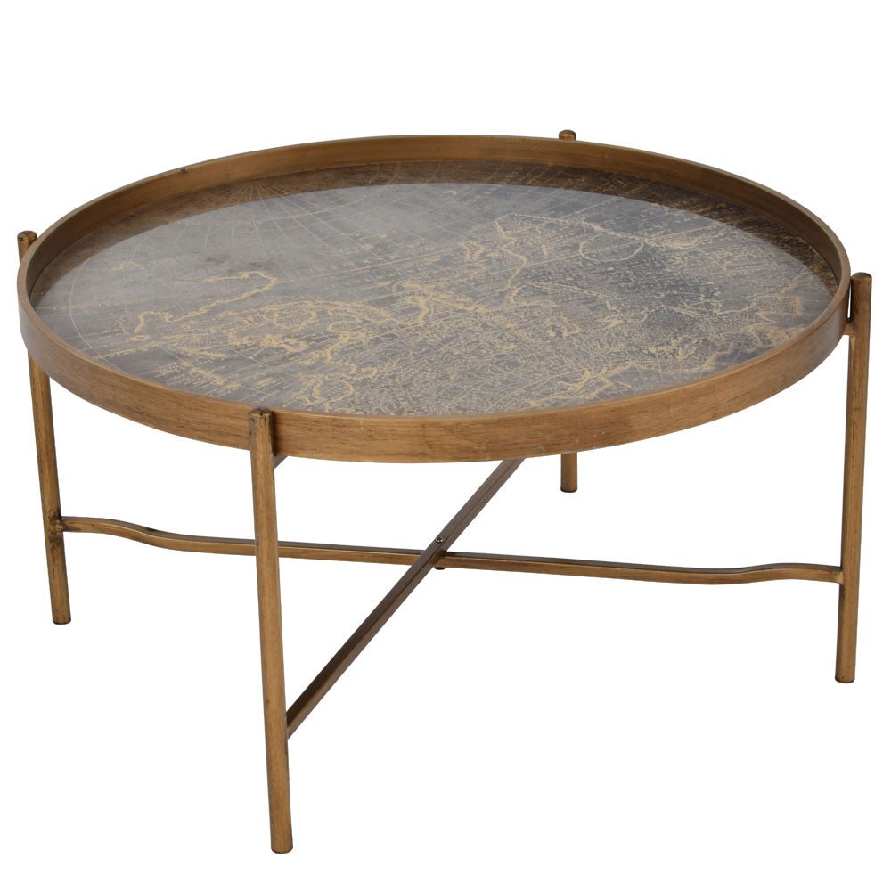 Vana Antique Gold Atlas Coffee Tray Table Nicholas John Interiors