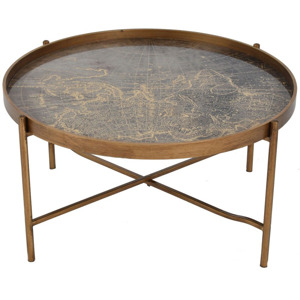 Vana Antique Gold Atlas Coffee Tray Table Nicholas John Interiors