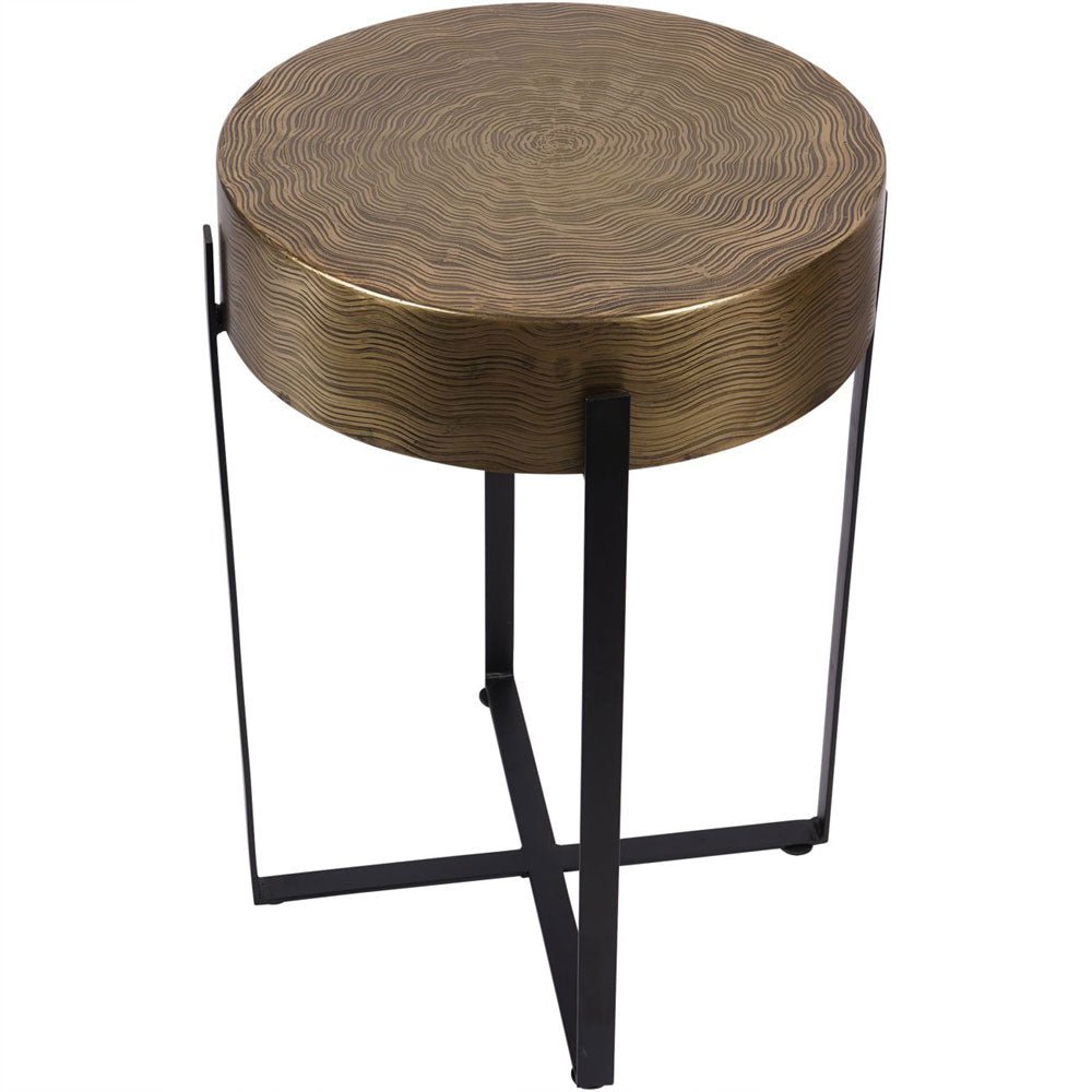 Ventura Etched Brass Finish Side Table Nicholas John Interiors