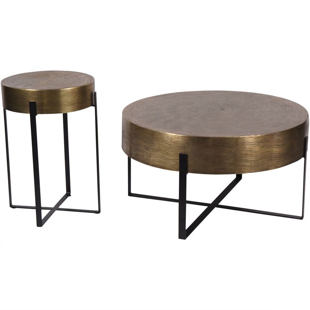 Ventura Etched Brass Finish Side Table Nicholas John Interiors